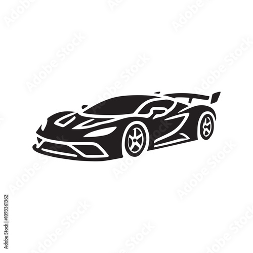 High-Speed Supercar Silhouette Icon – Modern Automotive Vector for Racing, Branding, and Digital Artwork