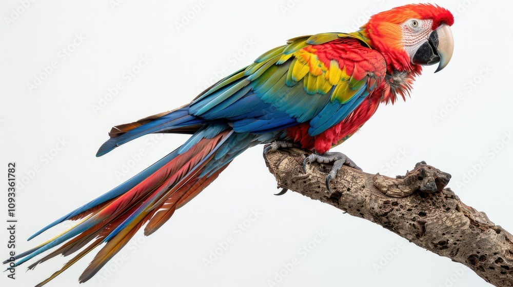 Obraz premium A vibrant parrot perched on a branch, showcasing its colorful plumage.
