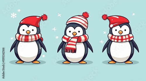 Penguin vector wearing Christmas hat