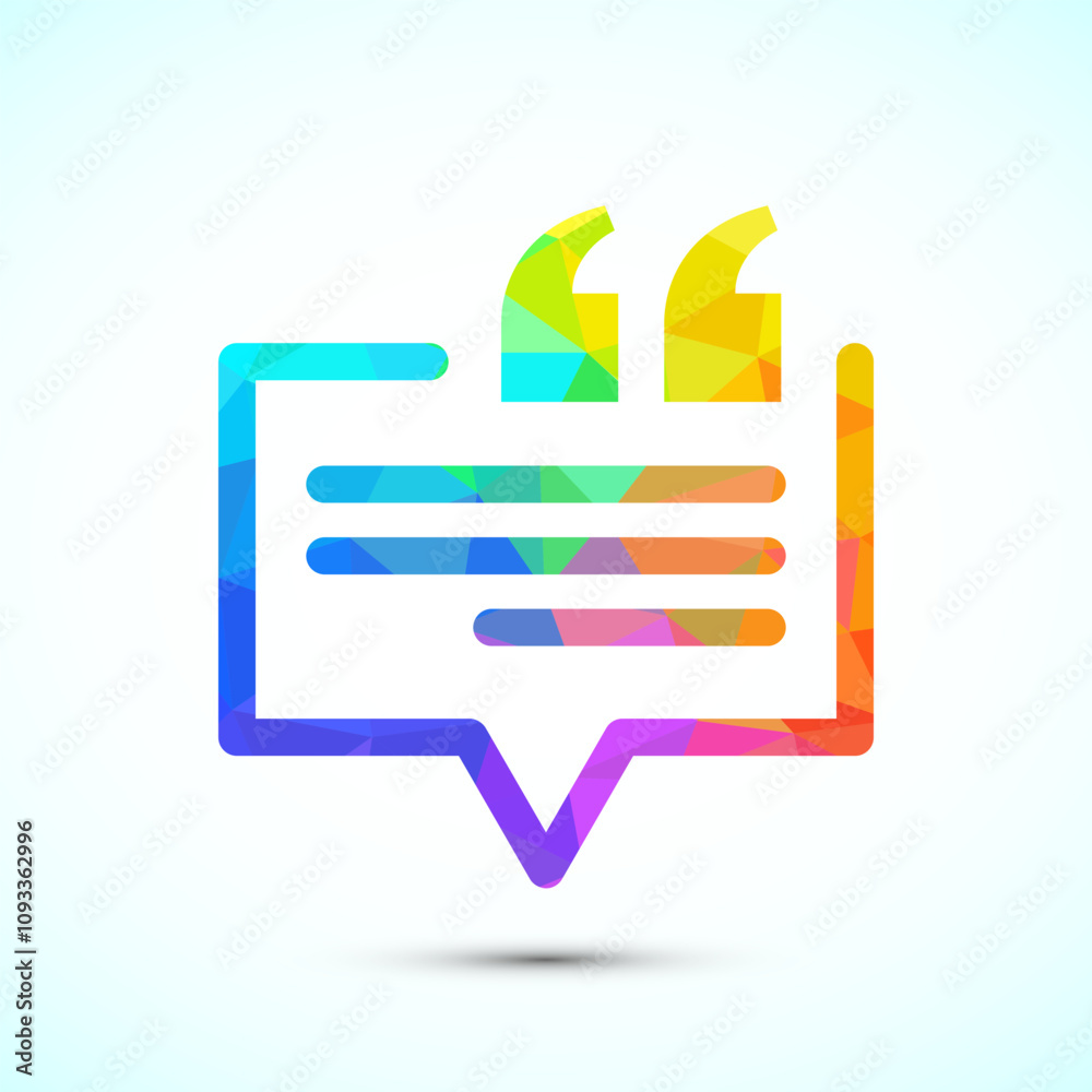 Testimonial icon, Quote icon, Quotation mark sign low poly style Testimonial icon, Quote icon, Quotation mark sign low poly style