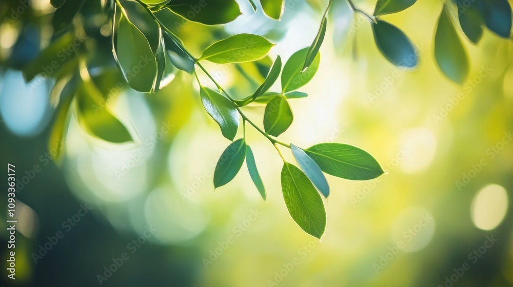 Green Leaves Sunlight Branch Nature Background Green Leaves Sunlight Branch Nature Background