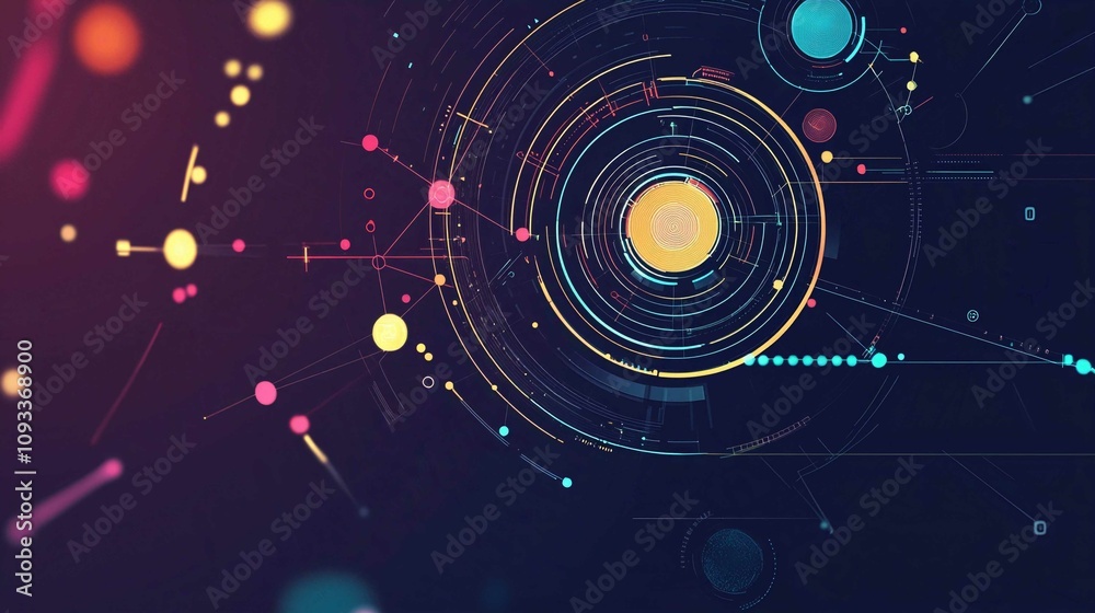 Fototapeta premium Futuristic Technology Design Illustration With Blue Circle Digital Globe And Network Interface