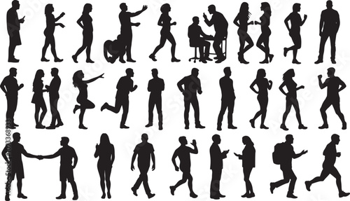 Vector set of silhouettes of people 