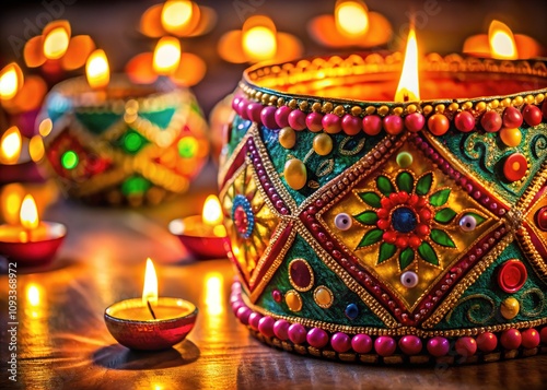 Handmade Diwali kandils:  Beautiful lighting, traditional decor. photo