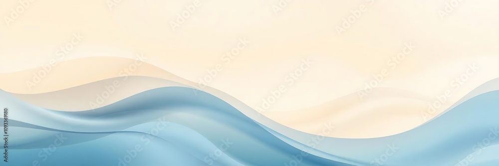 Naklejka premium Abstract wave background with beige and blue hues, subtle gradient, abstract background, peaceful scene