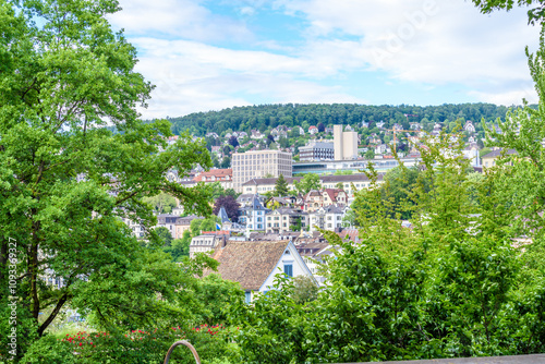 View of historic Zurich city center  on a cloudy day in summer, Canton of Zurich, Switzerland. photo