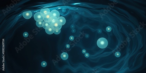 Wallpaper Mural A cluster of glowing, bioluminescent orbs suspended within a whirlpool of dark, swirling energy, astral projection, celestial Torontodigital.ca