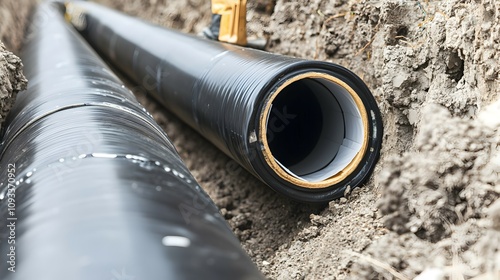 Wallpaper Mural Expert Pipe Relining Process - Close-Up of Adhesive Layer Bonding to Pipe Walls with High-Detail Textures in Neutral Industrial Colors for Construction and Engineering Use Torontodigital.ca