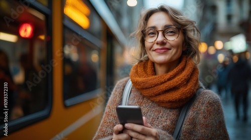Smiling woman with a smartphone