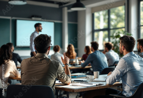 Professional Business Meeting in Modern Conference Room

