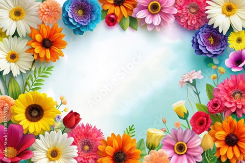 Bright and Colorful Floral Banner with Flowers for Sale and Discounts, Perfect for Promotional Materials and Seasonal Campaigns