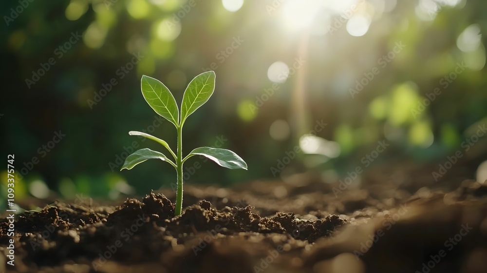 Small Green Plant Symbolizing Renewable Energy for Earth Day, sunlight, nature, environment, growth Small Green Plant Symbolizing Renewable Energy for Earth Day, sunlight, nature, environment, growth