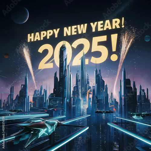 a poster for happy new year with a star wars star on it.