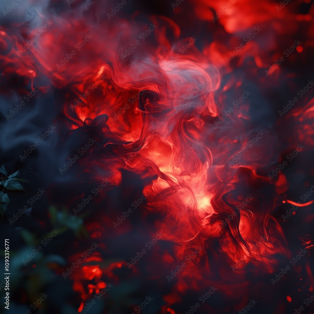 Ethereal Swirls of Fire and Smoke Amidst a Dark Background - made with Generative AI Ethereal Swirls of Fire and Smoke Amidst a Dark Background - made with Generative AI