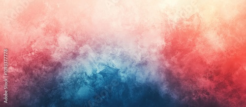 Abstract Pastel Gradient Background with Soft Red and Blue Hues, Watercolor Paper Texture, Grainy Effect, and Blurred Edges