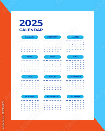 Blue Illustrative Calendar 2025 Document 06