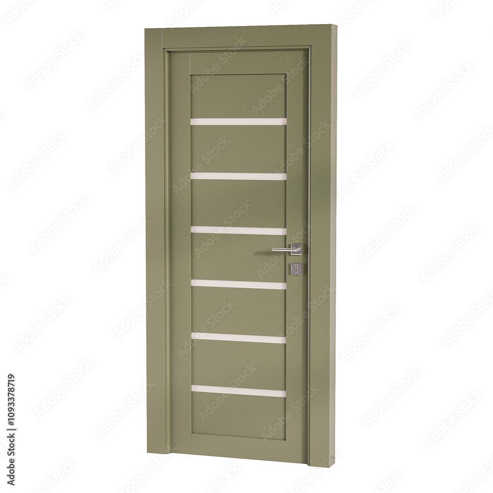 A door with a silver handle and a silver knob A door with a silver handle and a silver knob