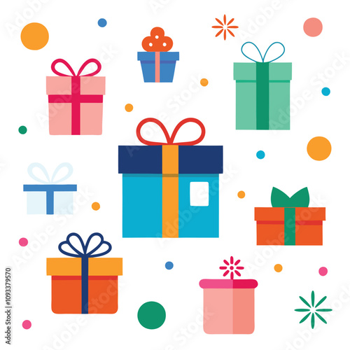 Seamless pattern of Christmas gift boxes with bows and ribbons festive holiday presents illustration