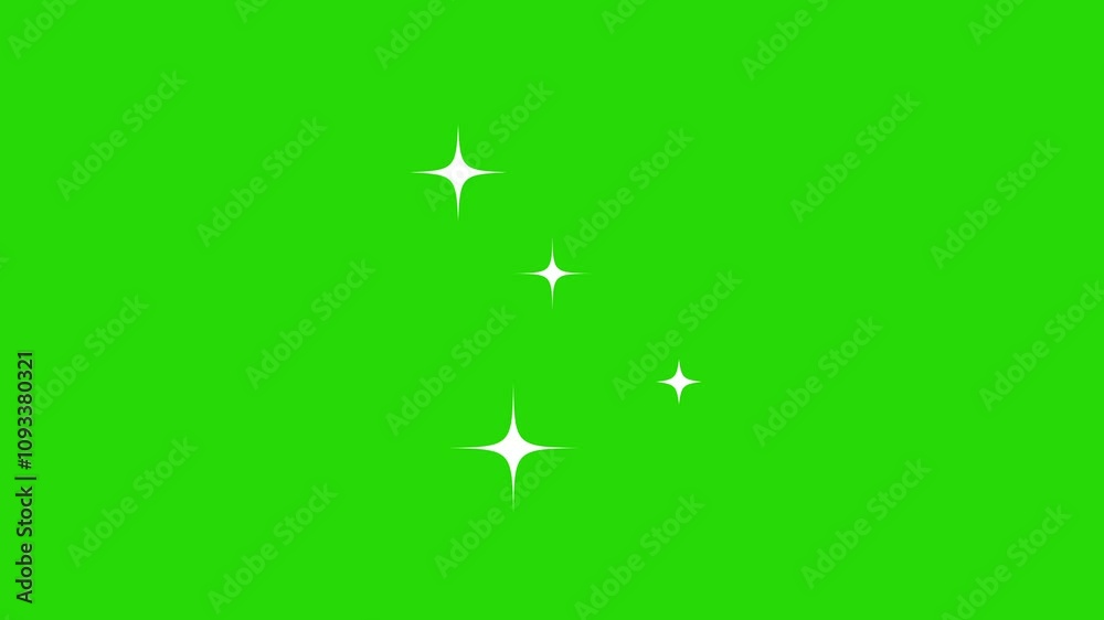 Twinkling stars animation, gold, white cartoon, flat, vector, glowing stars blinking on black screen background, night sky. Pop-up stars animation, falling sparkling bright stars overlay background.