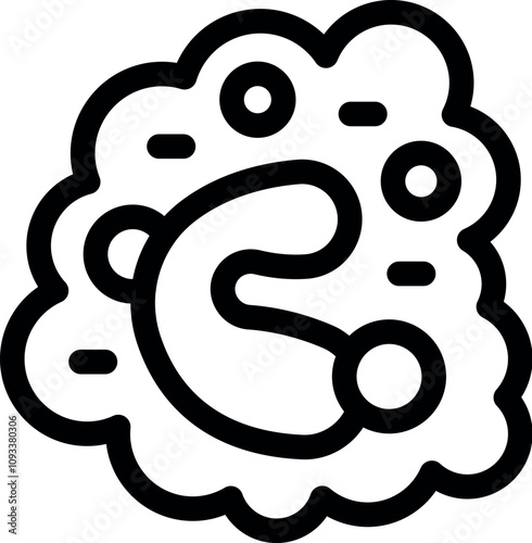 Escherichia coli bacteria icon showing flagella and fimbria, causing food poisoning