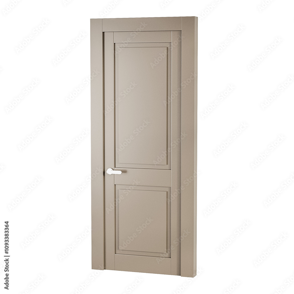 A door with a silver handle and a silver knob A door with a silver handle and a silver knob