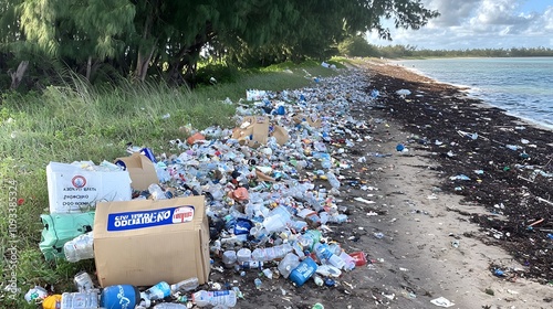 A beach littered with trash, highlighting the environmental impact of such events. 