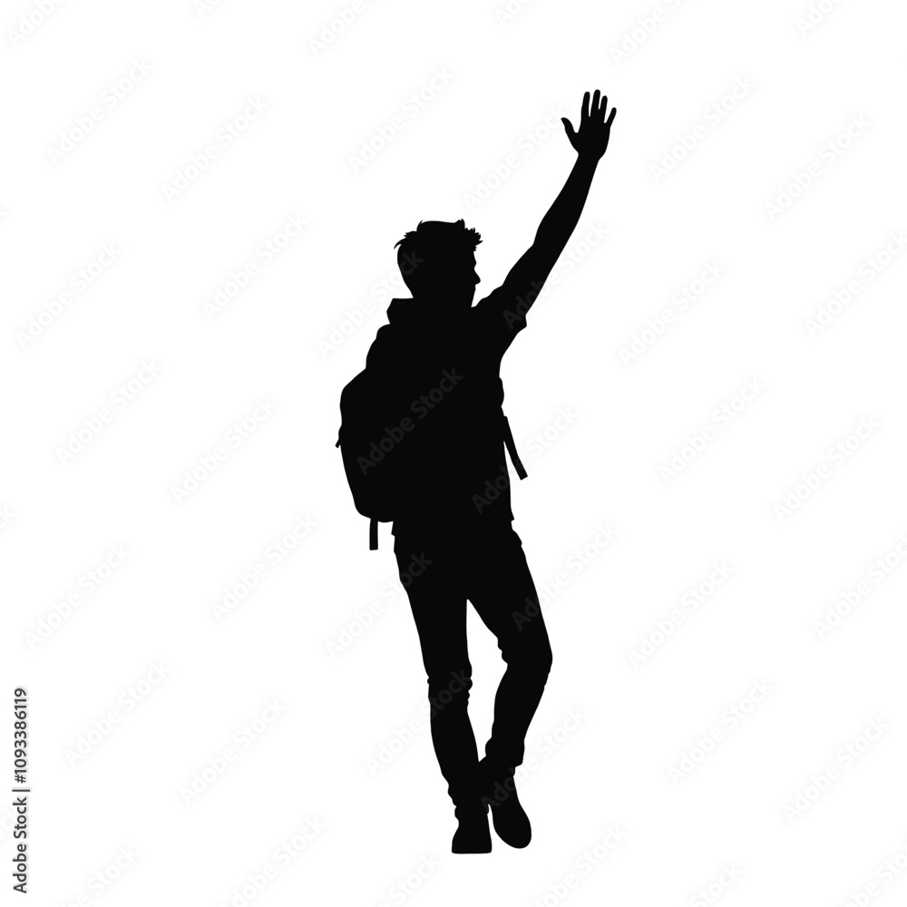 a black and white silhouette of a person with their arms raised in the air. a black and white silhouette of a person with their arms raised in the air.