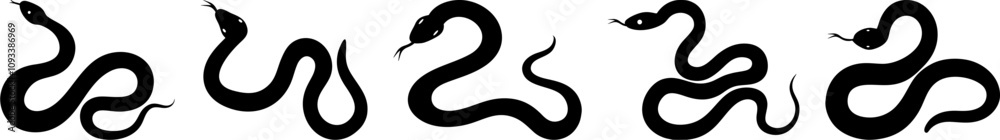 illustration set of snakes silhouette vector illustration set of snakes silhouette vector