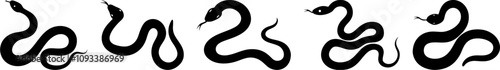 illustration set of snakes silhouette vector 