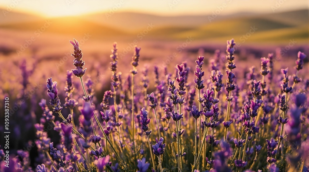 Fototapeta premium Lavender flowers at sunset in Provence, France.