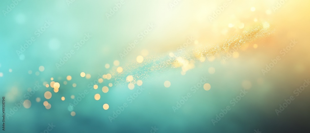 Abstract Shimmering Lights Background: Golden Bokeh on a Soft Turquoise Gradient for Creative Designs and Visual Projects Abstract Shimmering Lights Background: Golden Bokeh on a Soft Turquoise Gradient for Creative Designs and Visual Projects