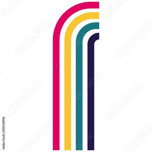 Abstract rainbow colour waves vector background. Geometric vibrant wavy stripe backdrop. Groovy multicoloured curved stripes wallpaper. 70s groovy line.