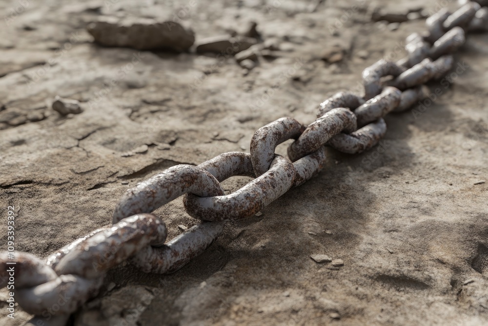 Breaking the metal chain, freedom image concept, 3D realistic design generative ai Breaking the metal chain, freedom image concept, 3D realistic design generative ai