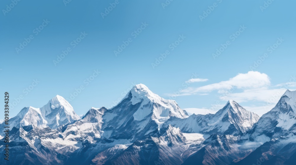 Towering snow-capped mountain peaks extend into a blue sky, epitomizing the grandeur and rugged beauty of alpine landscapes. Towering snow-capped mountain peaks extend into a blue sky, epitomizing the grandeur and rugged beauty of alpine landscapes.