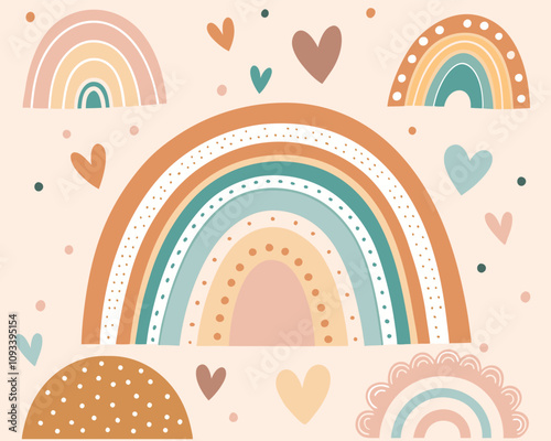 Rainbows modern Pastel color vector icon set