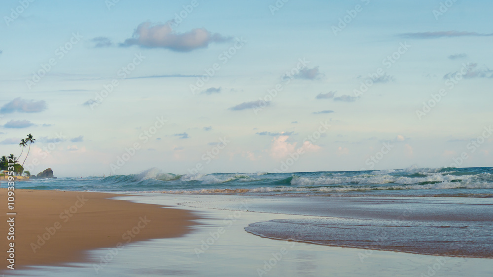 Obraz premium Ocean Paradise with Palm Trees Waves and Breathtaking Beauty for Ultimate Life Enjoyment and Unmatched Serenity
