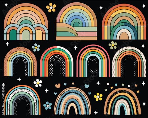 Rainbows modern Pastel color vector icon set