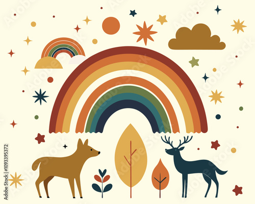 Rainbows modern Pastel color vector icon set