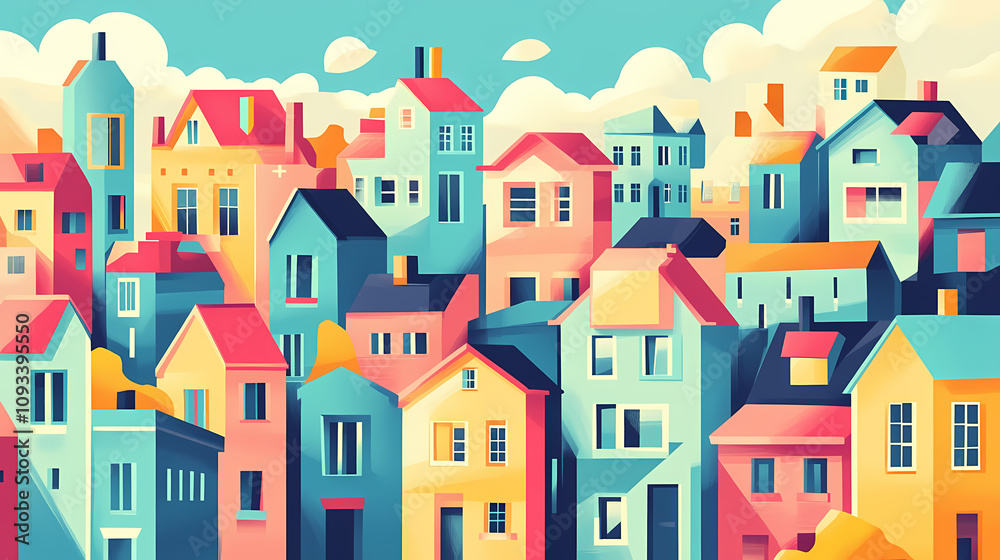 Colorful pop art cityscape, bright hues, geometric shapes, highdefinition, detailed buildings, playful design, dynamic layout, retro vibe, vibrant and lively. Vibrant Pop Art. Illustration Colorful pop art cityscape, bright hues, geometric shapes, highdefinition, detailed buildings, playful design, dynamic layout, retro vibe, vibrant and lively. Vibrant Pop Art. Illustration