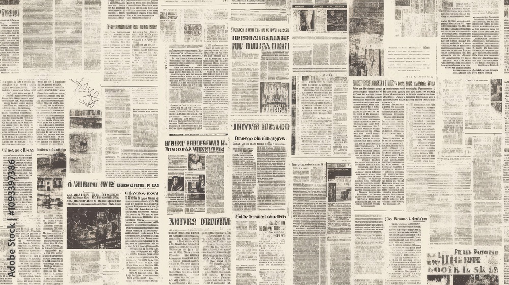 Obraz premium A collage of vintage newspaper clippings showcasing various articles and headlines.