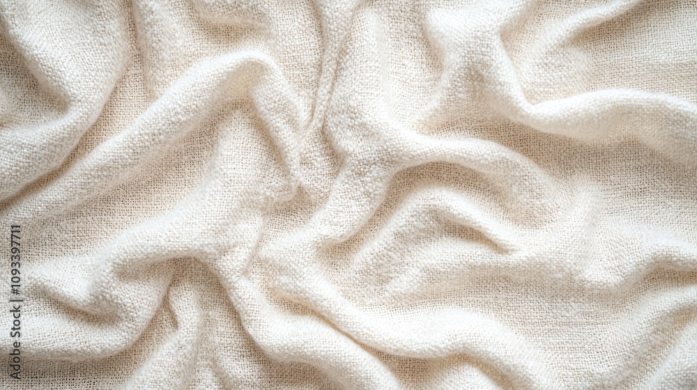 Fototapeta premium Soft, textured white fabric draped elegantly, creating a cozy and inviting atmosphere.