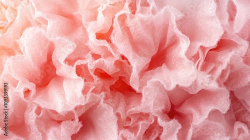 Close-up of soft, ruffled pink flower petals creating an abstract macro texture with delicate layers and gradient tones.