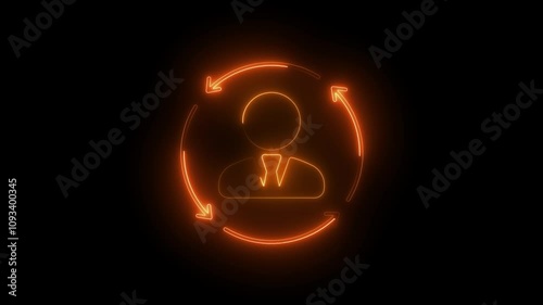 Abstract neon glowing new user icon,contract icon animation on background.