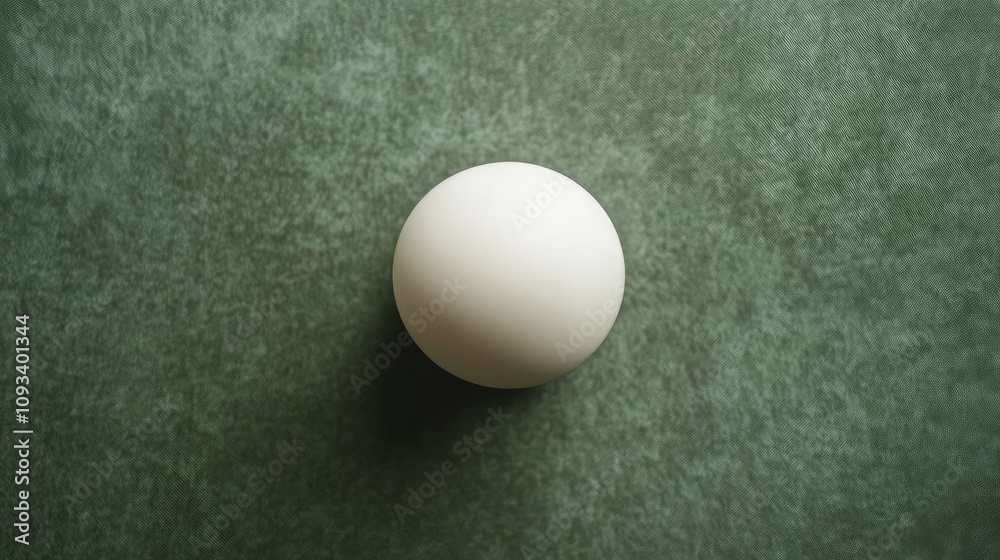 White snooker ball positioned centrally on a green felt snooker table with a smooth surface and ample copy space for text or design elements. White snooker ball positioned centrally on a green felt snooker table with a smooth surface and ample copy space for text or design elements.