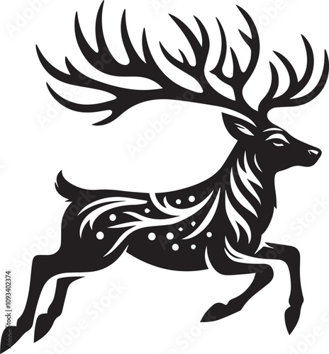 Wallpaper Mural Reindeer vector black silhouette isolated on white background Torontodigital.ca