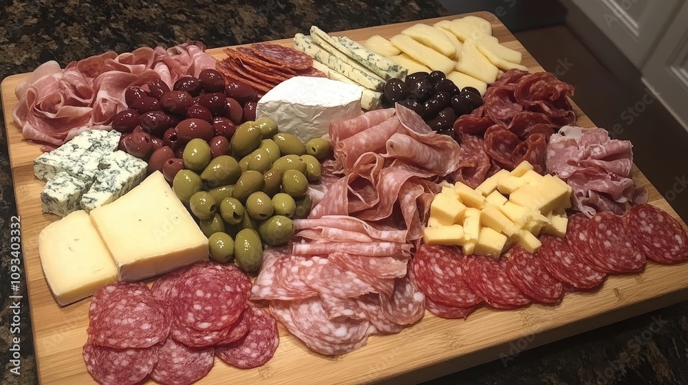 An exquisite charcuterie board showcasing an array of cured meats, artisanal cheeses, olives, and vibrant fresh vegetables perfect for gatherings. An exquisite charcuterie board showcasing an array of cured meats, artisanal cheeses, olives, and vibrant fresh vegetables perfect for gatherings.