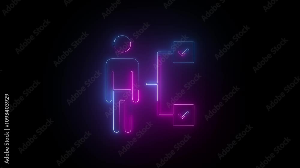 Neon glowing user icon animation. neon profile icon. Glowing neon person or people sign animation. Neon glowing user icon animation. neon profile icon. Glowing neon person or people sign animation.