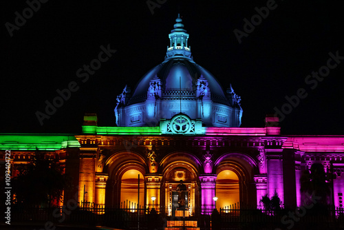 Uttar Pradesh State Legislative Assembly Building, India. (Vidhan Sabha Building). It is decorated before The Republic Day of India. Date taken: 15 Jan 2023 Lucknow, Uttar Pardesh, India. photo