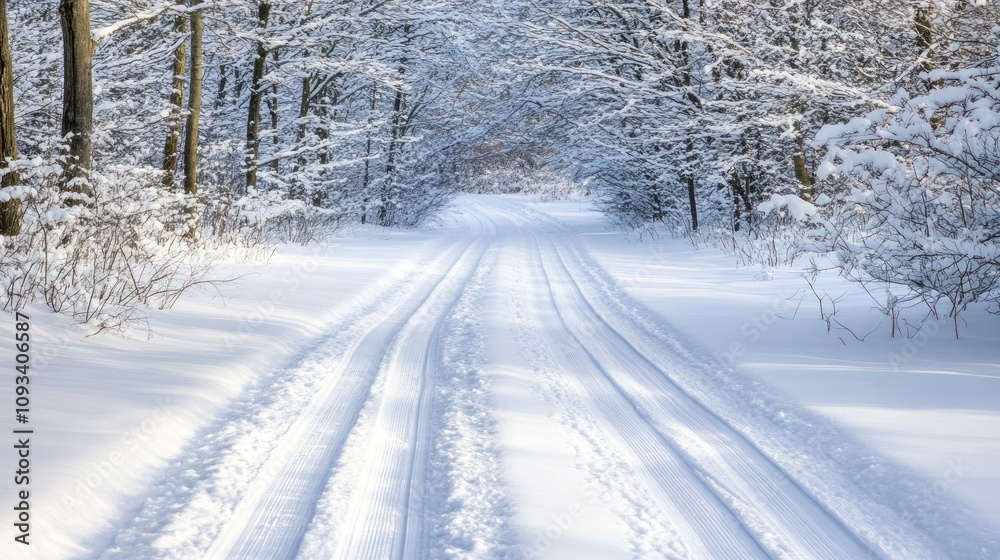 Snowy Forest Path Cross Country Skiing Trails Snowy Forest Path Cross Country Skiing Trails