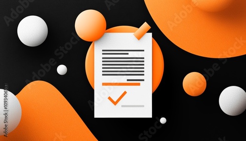 Illustrate a logo featuring a circle around a document and checkmark, representing comprehensive certification. photo